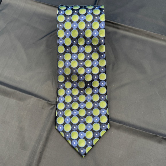 John Ashford Other - John Ashford Mens‎ Silk Necktie Black Blue Green Geometric Dot Pattern